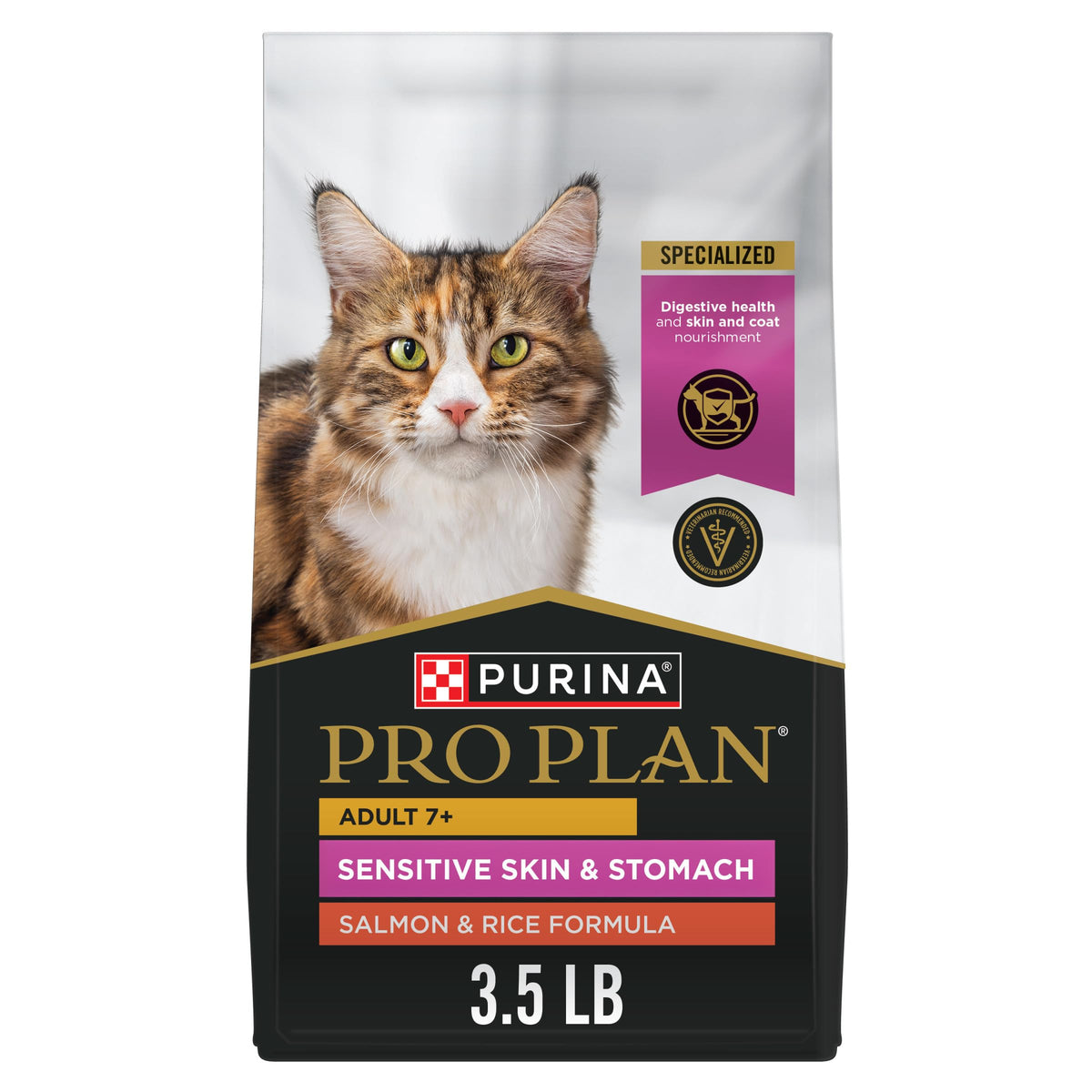Purina Pro Plan Sensitive Skin and Stomach Senior Cat Food Salmon and Rice Formula - 3.5 lb.