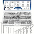 220Pcs Cotter Pin Assortment Kit - 304 Stainless Steel 13 Sizes Cotter Pins & R Clips Cotter Pin Set for Hitch Pin Lock Systems