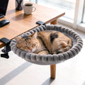 Cat Desk Bed with Double Heavy-Duty Clamps, 90° Foldable Space-Saving Perch, Supports 40 lbs, All-Season Reversible Cushion Cat Hammock for Office & Gaming Desk Setup - Grey