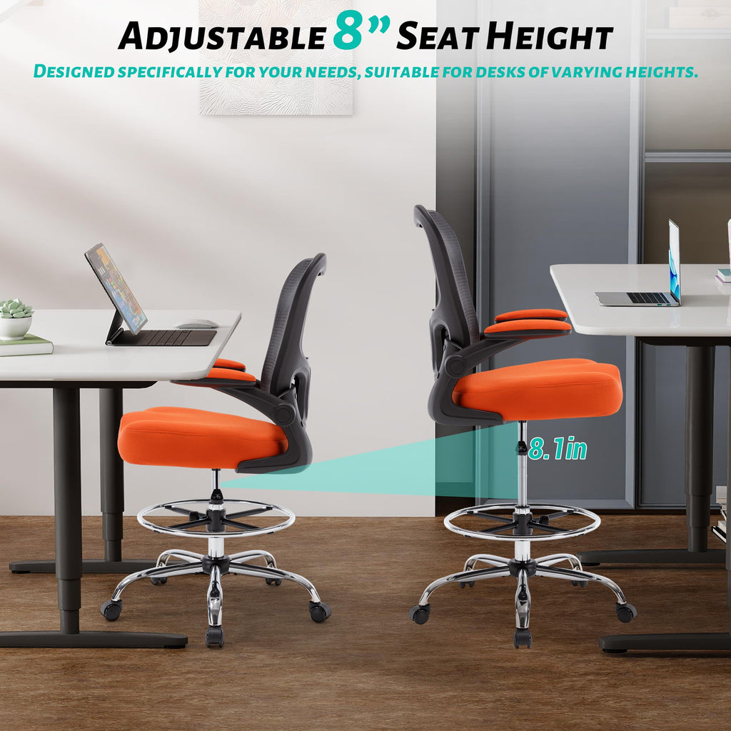 500lbs Ergonomic Drafting Chair Tall Office Chair for Counter Height or Standing Desk, Executive High Office Chairs with W-shaped Thick Seat