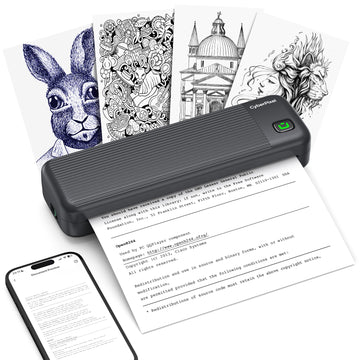 Portable Printer for Travel, Inkless Wireless Thermal Printer Compatible with iOS, Android, Laptop, Bluetooth Printers Supports 8.5"x11" US Letter for Office,Car,Home (Black)