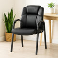Simple Deluxe Office Guest Chair with Padded Arm Rest No Wheels, Waiting Room Reception Leather Stationary Chairs for Conference Room, Lobby,