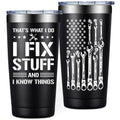 Fufendio Fathers Day Gift for Husband, Dad, Grandpa, Mechanic Father - Gifts for Men, Dad Birthday Gifts - 20oz I Fix Stuff and I Know Things Tumbler Cup