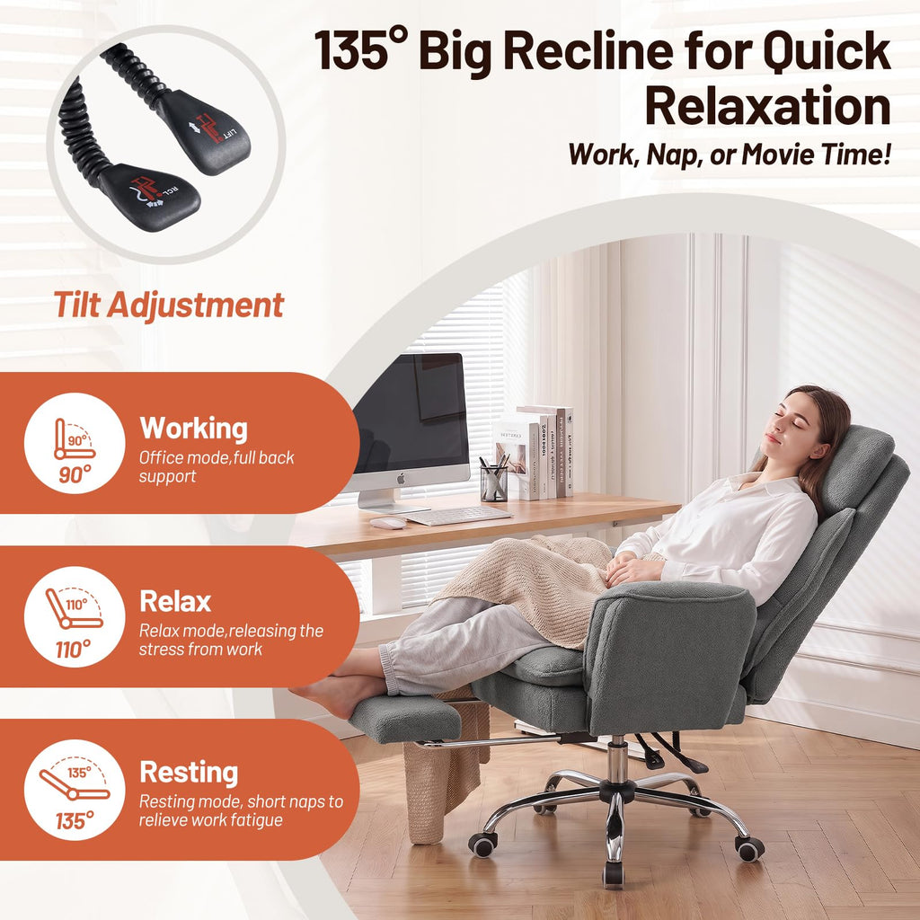 Furniliving Criss Cross Office Chair with Armrests & Wheels, Big and Tall Office Chair with Footrest, Flip Armrests for Pets, Wider Seat Cross