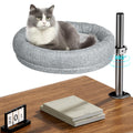 Cuipingoo Cat Desk Bed - 360° Rotating & Adjustable, Supports 40 lbs, Soft Faux Fur with Dual-Sided Reversible Mat, Modern Indoor Cat Nest Furniture for Office Desks and Game Tables, Island Table