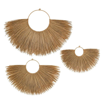 Chicvillage Handmade Wall Basket Set 3-Piece Crescent Seagrass Basket