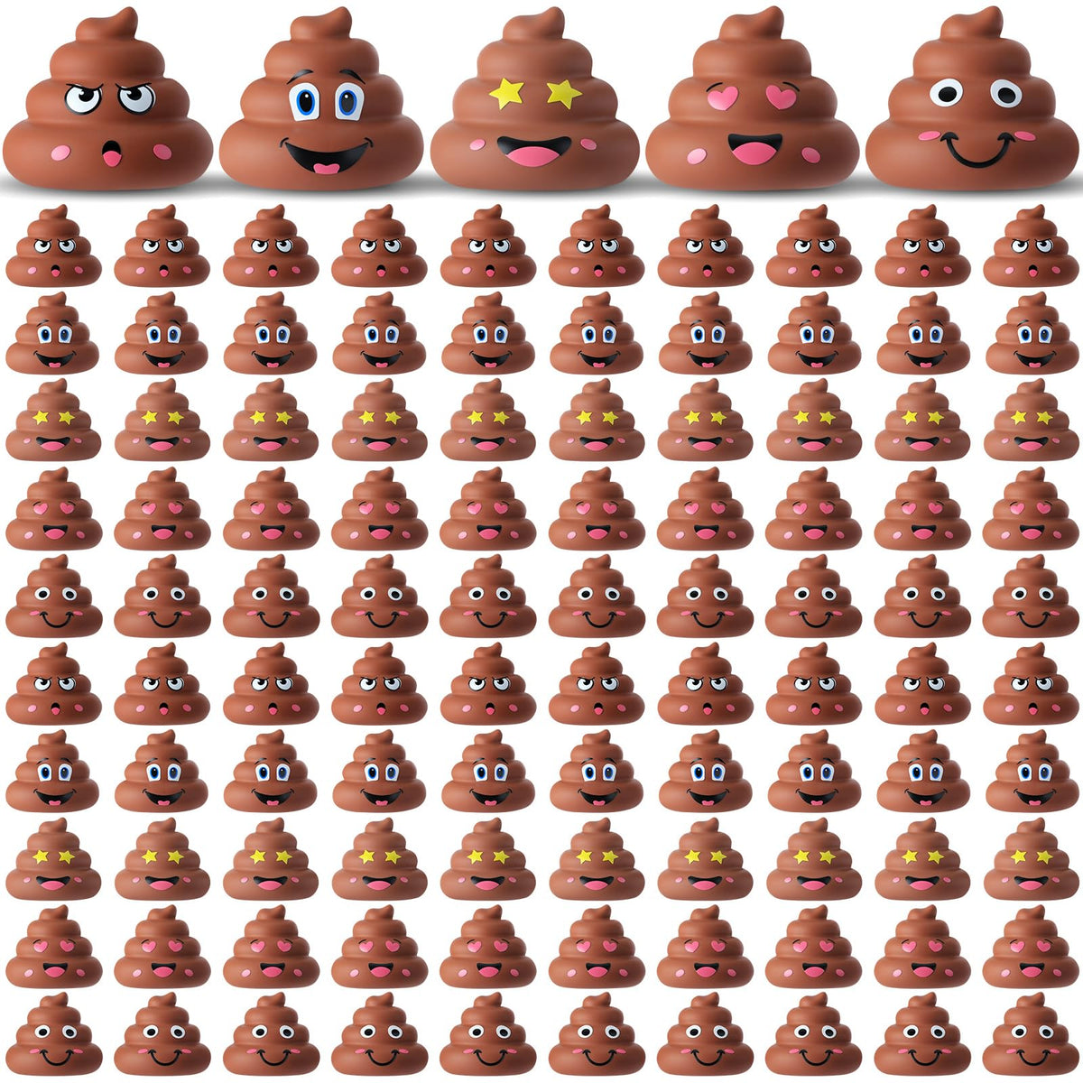 JellyArch 100 Pcs Mini Poop Figurines 5 Styles Tiny Poo Toys Brown Small Fake Poop Figures for Prank Hide Seek Goodie Bags Piñata Stuffers Party Supplies Gifts