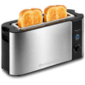 Elite Gourmet ECT3200 2-Slice, 1 Long Slot, Slim Toaster, Reheat, 6 Toast Settings, Defrost, Cancel Functions, Built-in Warming Rack, Extra Wide Slots for Bagels Waffles, Stainless Steel & Black