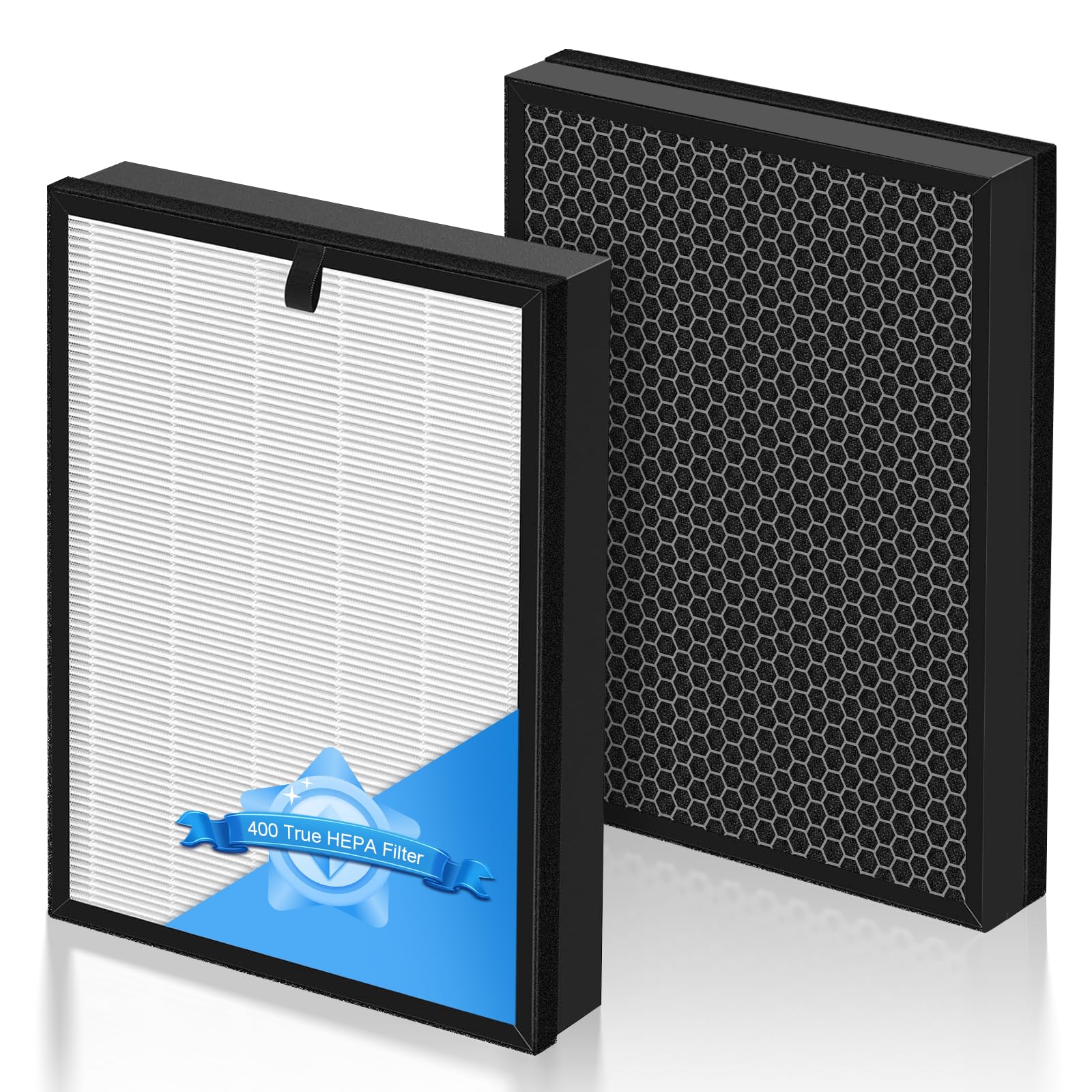 2 Pack 400 Replacement Filter for PuroAir 400 Air Purifier, 3-in-1 HEPA with Activated Carbon Filter Attach 99.97% of Pet Dander, Smoke, Pollen.HP-14 Replacement Filter