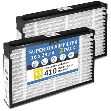 2-Pack 410 Replacement Filter Compatible with Aprilaire Whole House Air Purifier Models 1410 1610 2410 2416 3410 4400, 16x28x4 MERV 11 Furnace Filter