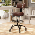 Freekyrock Office Drafting Chair with Footrest, Tall Height Adjustable Stool with Back Support, Heavy Duty Rolling Stool Chair with Wheels for