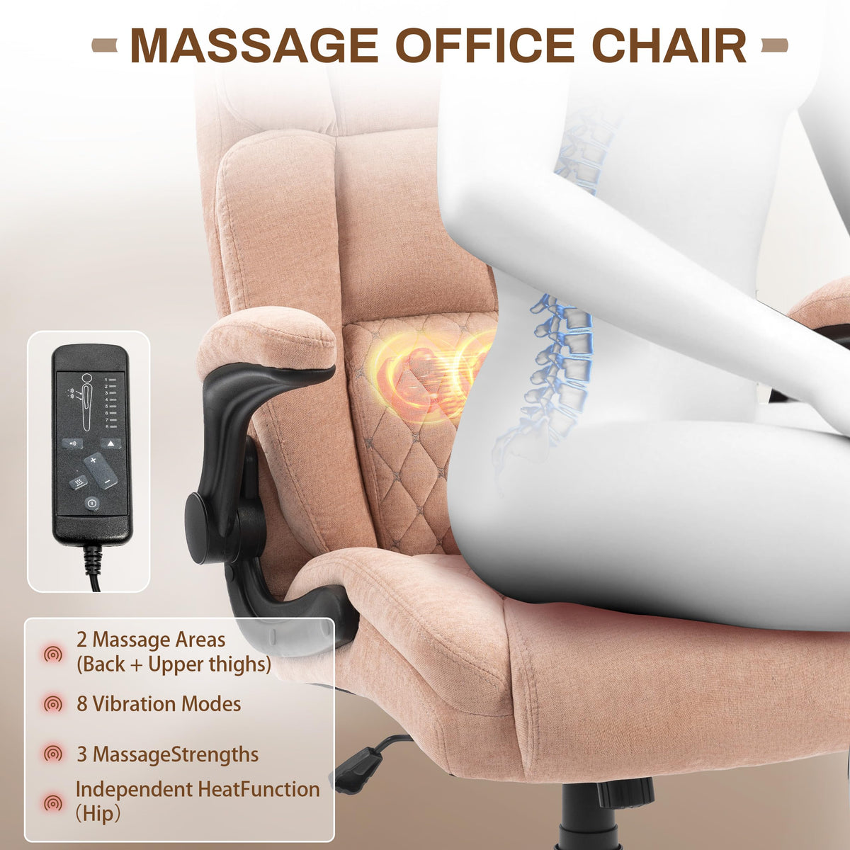 Massage Office Chair,500lbs Ergonomic Rocking Executive Desk Chairs with 4 Points Vibration&heat,padded Flipup Armrests for Big and Tall Office
