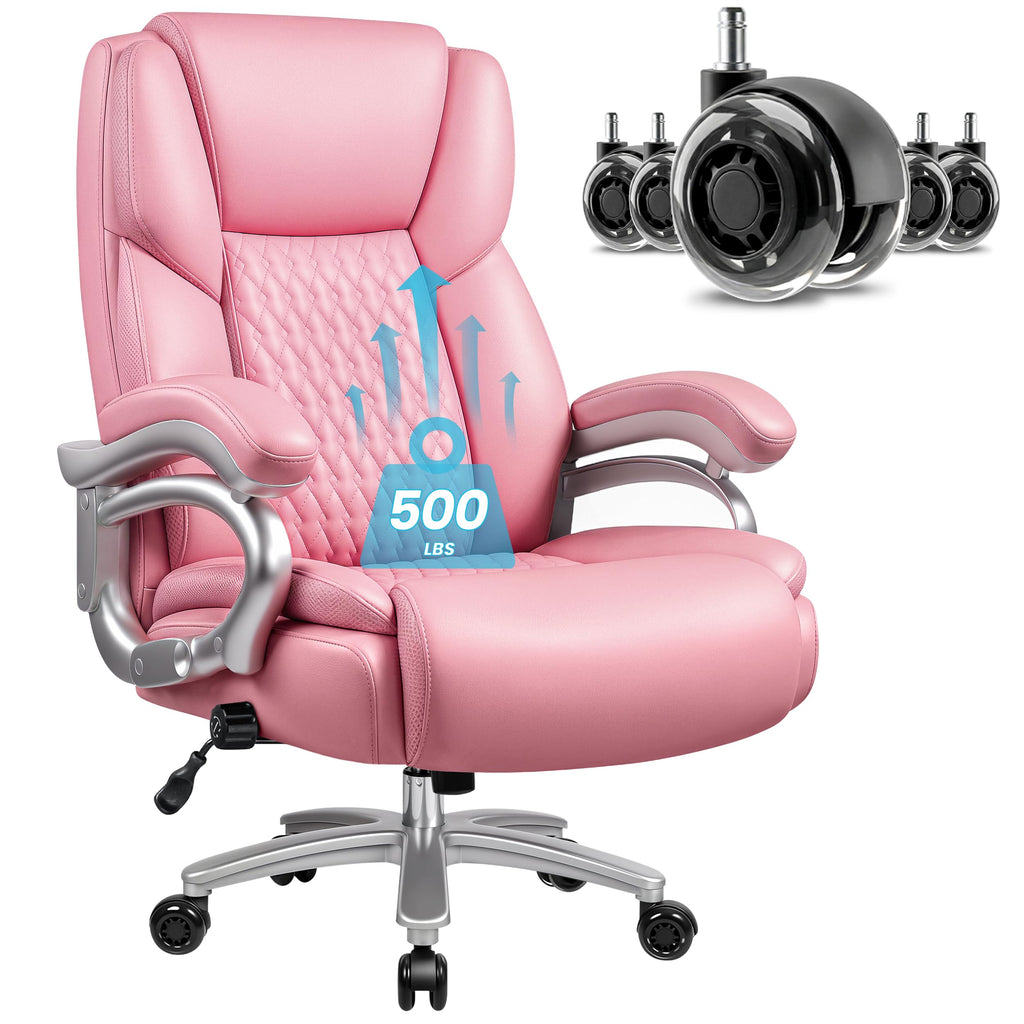 Big and Tall Office Chair 500lbs, Heavy Duty Executive Office Leather Chair for Heavy People, High Back Ergonomic Office Chair with Lumbar
