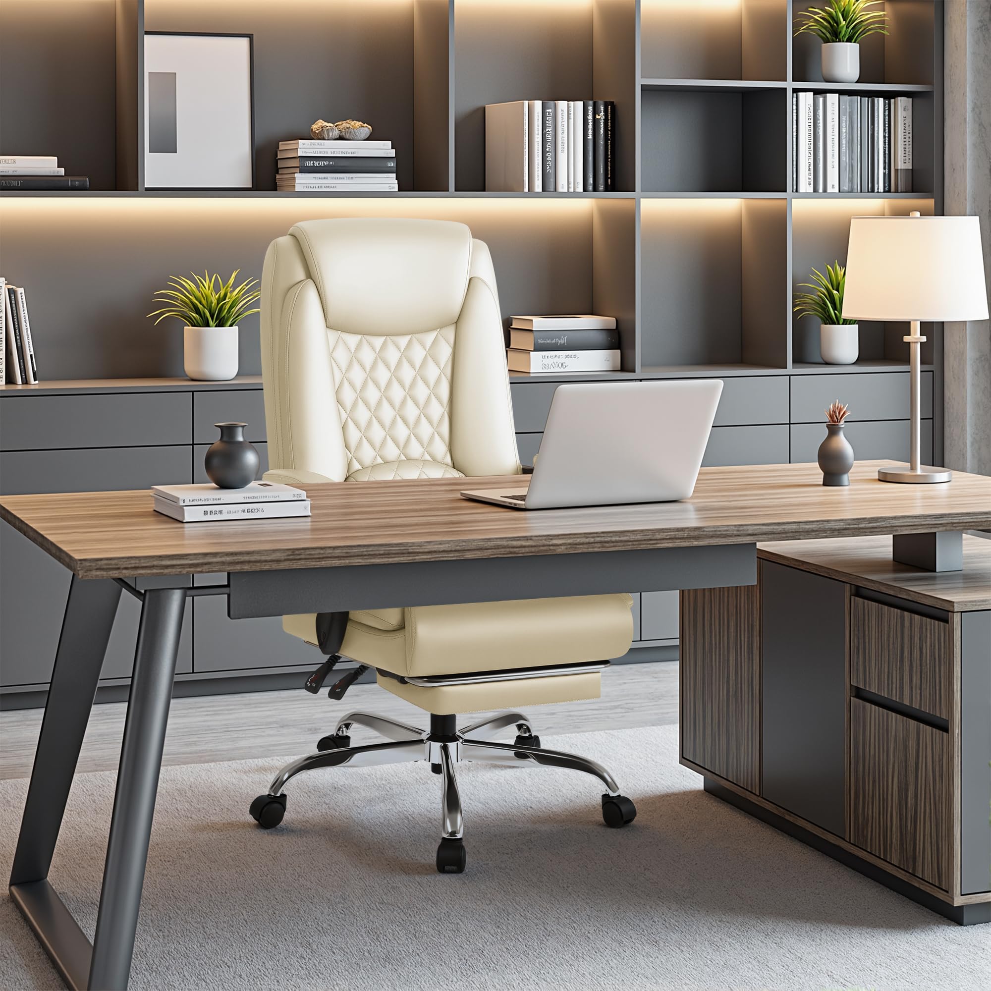 Homall Executive Home Office Chair with Lumbar Support,400lbs Adjustable Ergonomic High Back Office Chair Reclining Managerial Chair for Home