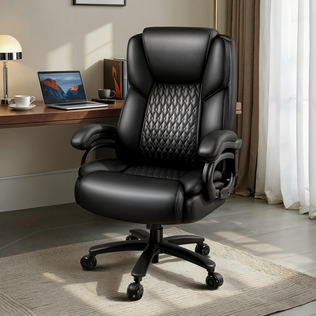 Big and Tall Office Chair 500lbs, Heavy Duty Executive Office Leather Chair for Heavy People, High Back Ergonomic Office Chair with Lumbar