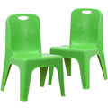 Flash Furniture 2 Pack Green Plastic Stackable School Chair with Carrying Handle and 11" Seat Height, 11\" Seat