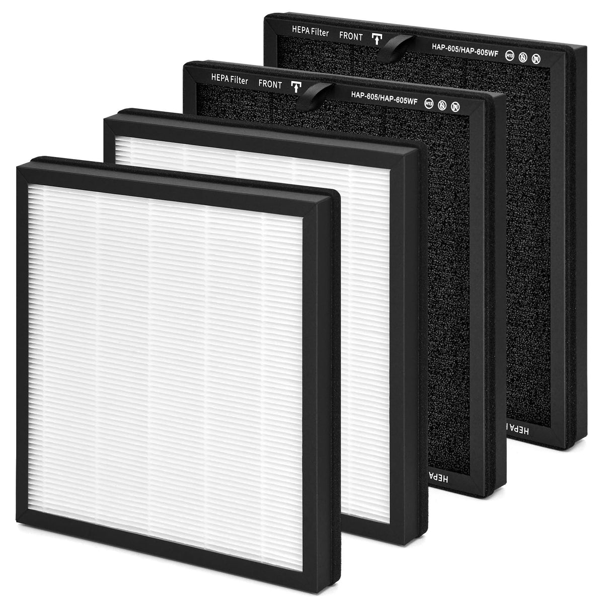 HAP605 Replacement Filter Compatible with FreAire HAP605 HAP607 & XenonLab HAP605 HAP607 Air Purifier, High-Efficiency Activated Carbon, 4-Pack