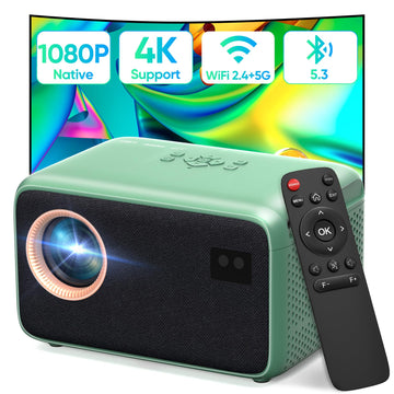Mini Projector with Wifi and Bluetooth, Full HD 1080P Portable Projector 4K Support, Electric Focus & Auto Keystone Projector for Bedroom/Home/Outdoor, Compatible with Smartphone/HDMI/USB/TV Stick
