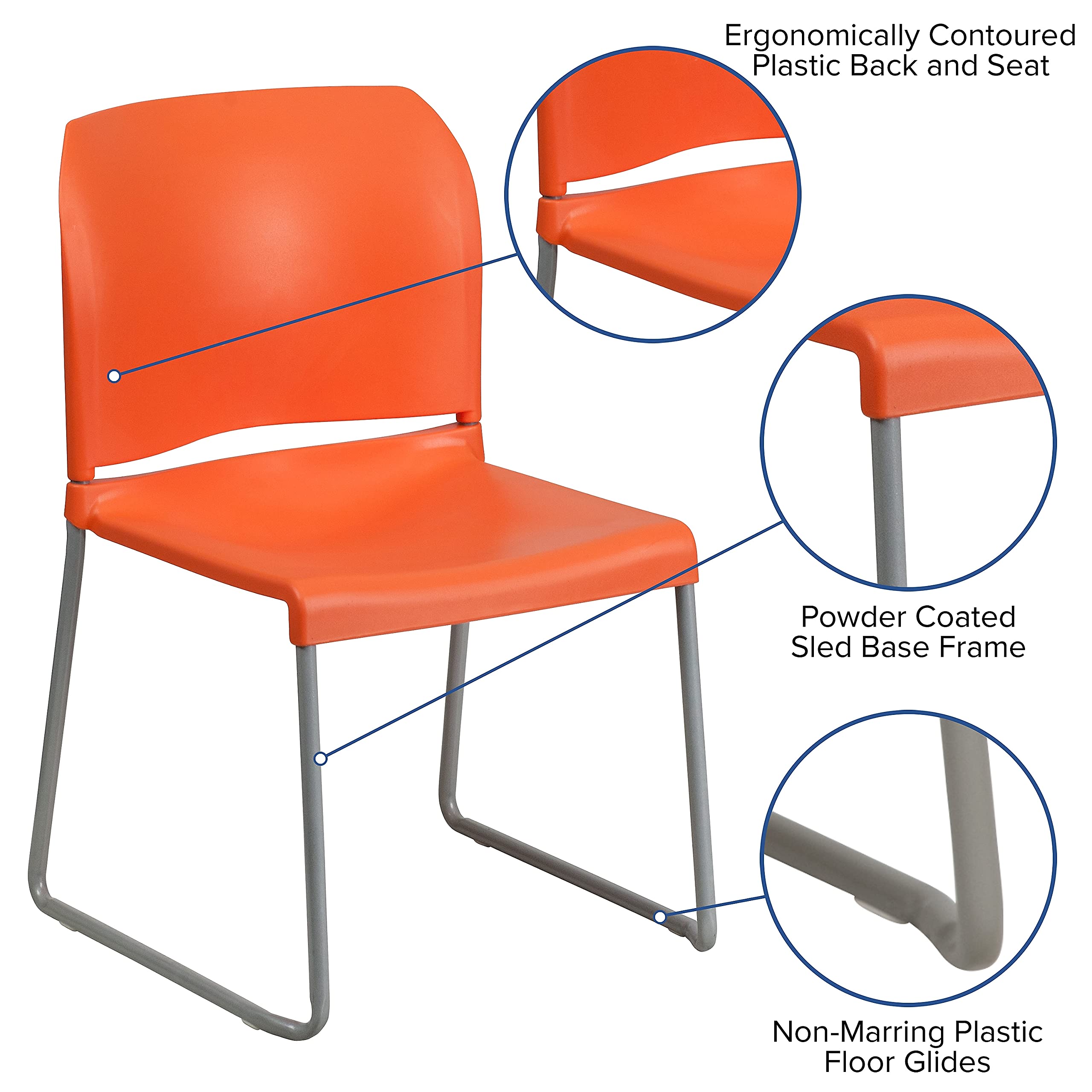 Flash Furniture Hercules Stack Chair, Orange, Set of 1