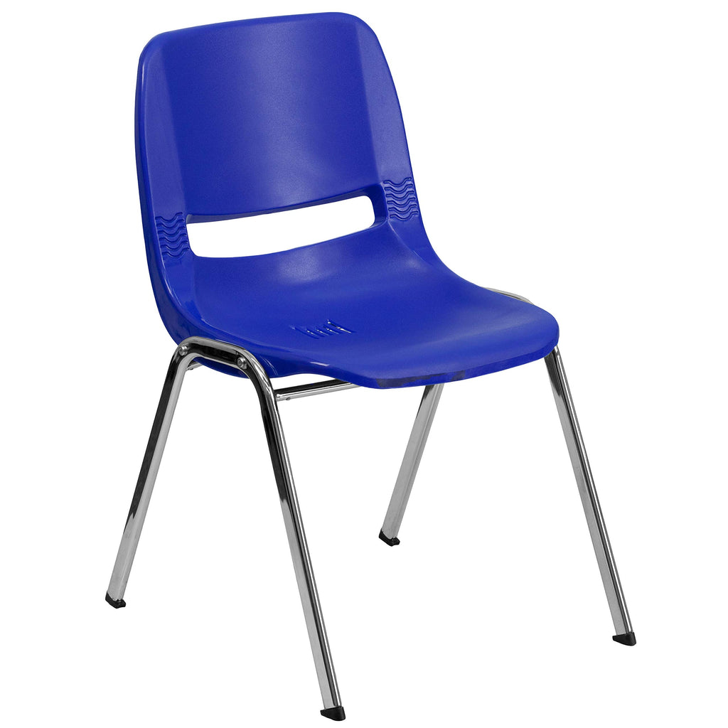 Emma + Oliver Navy Fabric Ergonomic Office Chair, 15.25"W x 19.25"D x 24.5"H, Navy Plastic/chrome Frame