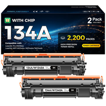 134A Black Toner Cartridge 2-Pack with chip Compatible Replacement for HP 134A 134X W1340A W1340X Toner Works with HP LaserJet MFP M234dw M234sdw M209dw Laser Printer M234dwe M234sdwe M234sdne M209dwe