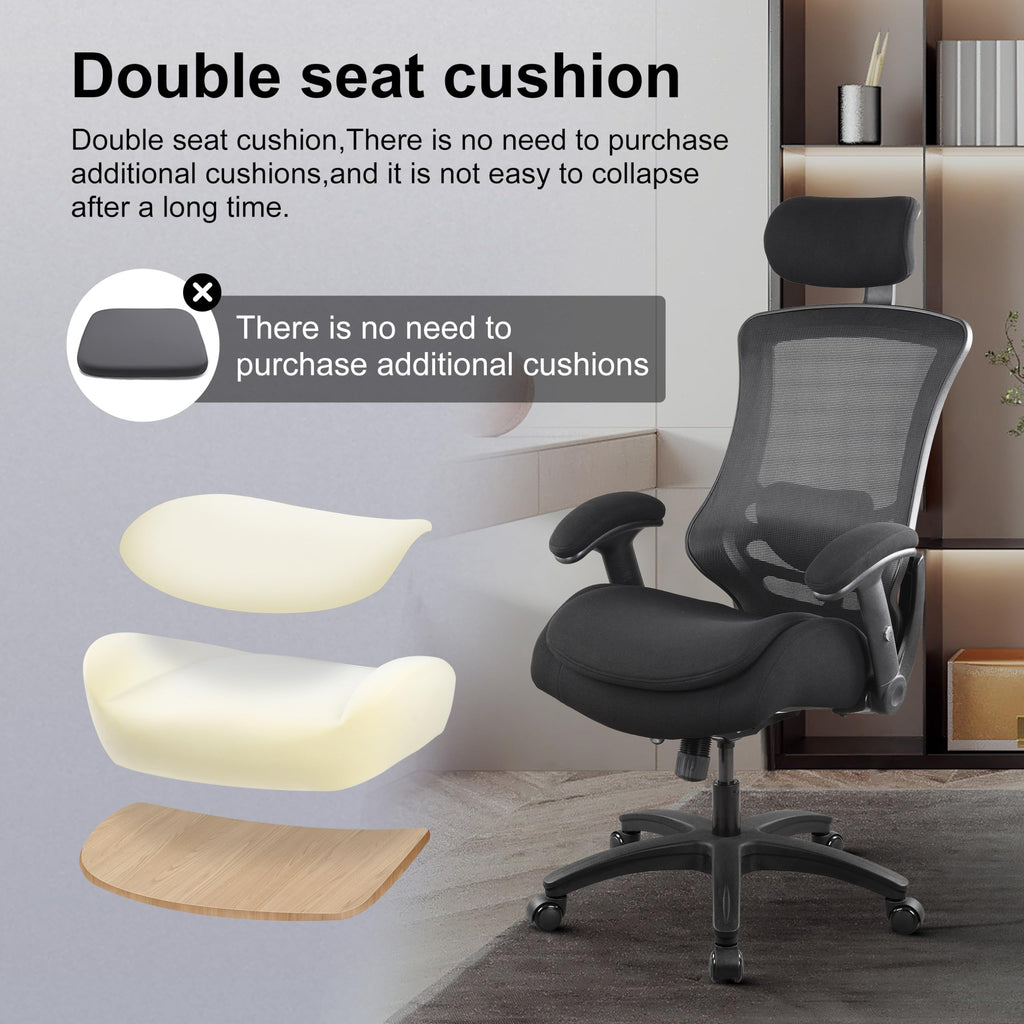Boliss Ergonomic Office Desk Chair High Back Heavy Duty 400lbs, Tall, Black Frame Black Mesh
