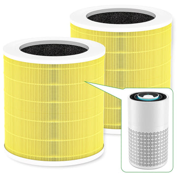 A2001 Pet Replacement Filter, Compatible with Airromi A2001 Air Puri-Fier, 3-in-1 Filtration System True HEPA and Activated Carbon Filter, Part #AF-2001, 2 Pack(Yellow)