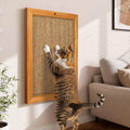 Extra Large Wall Mounted Cat Scratching Post, Wooden Sisal Panel Scratcher, Natural Wood Frame with Durable Sisal Rope Surface for Cats, Protects Furniture from Scratching