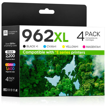 iNKPAD 962XL Ink Cartridges Combo Pack Compatible with HP 962 962XL Ink | High Yield 962XL Color Ink Cartridges Use for Officejet Pro 9018e 9015e 9018 9012e 9015 9010 9018e 9020(4 Pack, B/C/M/Y)