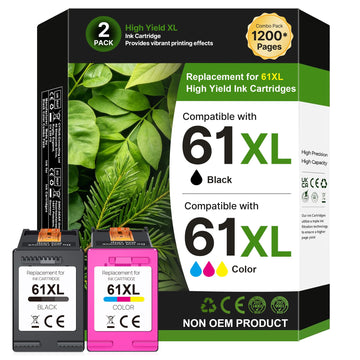 61XL Ink Cartridge Black/Color Replacement for HP Ink 61 for HP 61 Ink Cartridge Combo Pack Works with Envy 4500 5530 4501 4502 1000 1010 1050 1510 2050 2510 2540 2620 4630 Printer (2 Pack)