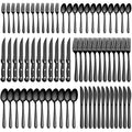 Pleafind 72Pcs Black Silverware Sets for 12 - Dishwasher Safe, Flatware Set with Steak Knives, Stainless Steel Cutlery Set, Include Forks Spoons and Knives Set, Utensil Sets for Home Restaurant