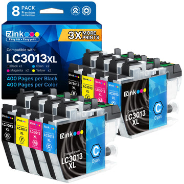 LC3013 LC3011 Ink Cartridges BK/C/M/Y Compatible for Brother LC3013XL LC3011 LC3013 High Yield for MFC-J497DW MFC-J895DW MFC-J491DW MFC-J690DW Ink Cartridge 8 Pack (Black Cyan Magenta Yellow)