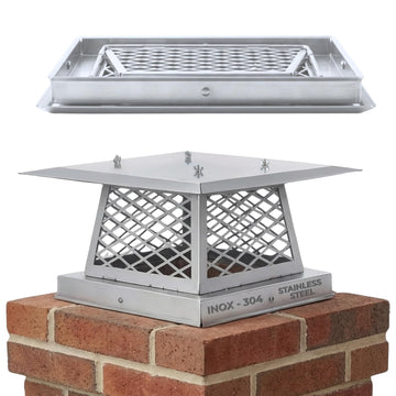 12"x12" Single Flue Bolt-On Chimney Cap with Easy & Fast Assembly Design – Durable Rust-Free Stainless Steel Chimney Cover for Outdoor Protection (Fits 11x11, 12x11, 12x12 & 12.5x12.5 Flues)