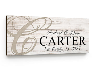 Personalized Wood Family Name Established Sign Personalized Wedding Anniversary Last Name Sign