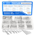 Cotter Pin Assortment Kit, 220PCS Cotter Pins 13 Sizes Premium 304 Stainless Steel Heavy Duty R Clips & Hairpin Split Pin Set, Hardware Pins for Automotive, Trailer, Pin Lock System