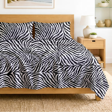 SGI bedding 100% Egyptian Cotton Sheets California King Size – 600 Thread Count Sheets Set, Soft, Cooling, 15" Deep Pocket, Luxury Hotel Bedding, Breathable, Durable - Zebra Print