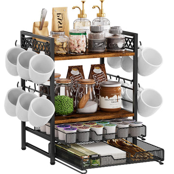 Plaviya 4-Tier Coffee Bar Station Organizer K Cup Holder for Countertop