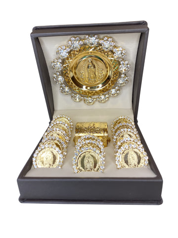 Angelitos de Mexico Wedding Arras Coins Ceremonial Classic Artisanal Gold-plated Our Lady of Guadalupe La Guadalupana