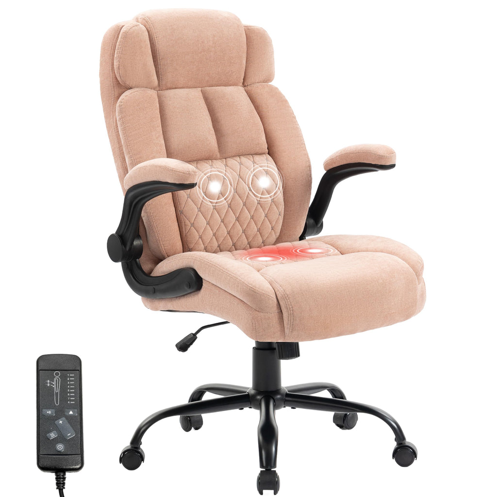 Massage Office Chair,500lbs Ergonomic Rocking Executive Desk Chairs with 4 Points Vibration&heat,padded Flipup Armrests for Big and Tall Office