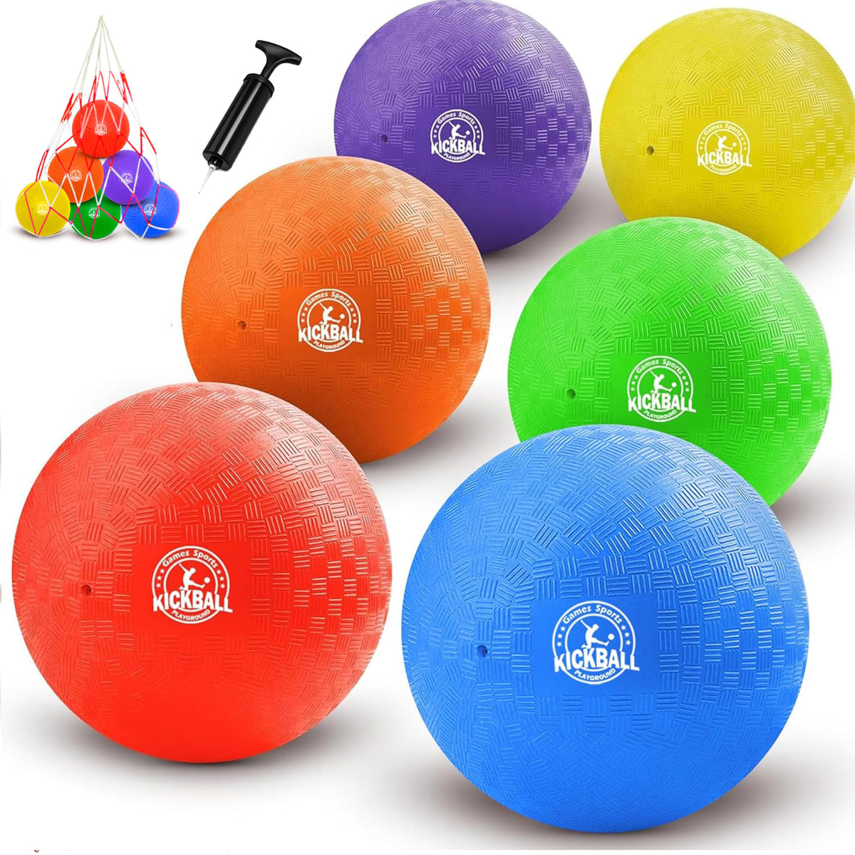 8.5 Inch Kickball Set, Dodgeballs 6 Pack,12 Pack,Playground Balls for Kids&Adults, Bouncy Balls Includes Pump and Storage Bag, Handball for Outdoor & Indoor Games, Boys and Girls Gift with Gift Box