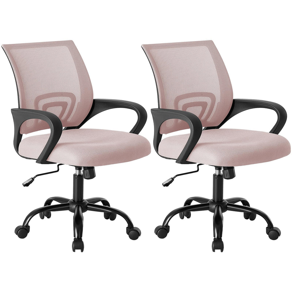 Olixis Ergonomic Office Chair 2 Pack, Home Desk Mesh Chairs, Lumbar Support, Pink