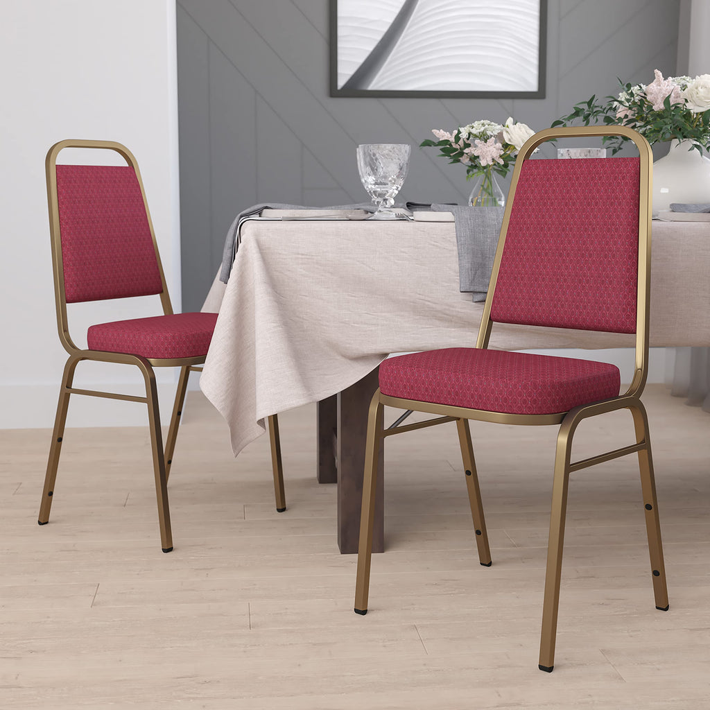 Flash Furniture Hercules Fabric Banquet Chair, Burgundy, 4-pack, Set of 4, Burgundy Patterned Fabric/gold Frame