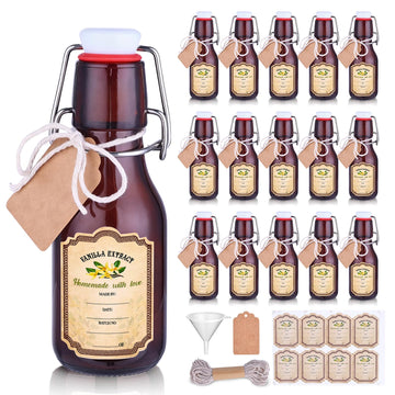 tchrules 16 Pcs Brown Vanilla Extract Bottles 5oz Swing Top Glass Bottles