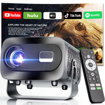 Projector with WiFi and Bluetooth, Electric Focus & Vertical Keystone, 1080P HD 4K Support, Smart Projector with Built-in Streaming Apps, Portable Projector for Outdoor & Home Movie