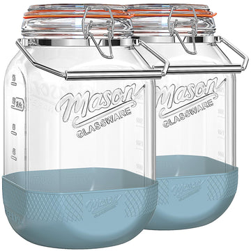 Dwbligt 2 Pack 1 Gallon Glass Jar with Airtight Lid, 4.3 '' Wide Mouth