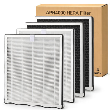 4-Pack APH4000 Replacement Filter Compatible with KNKA APH4000 Air Purifier, H13 True HEPA & Activated Carbon 2-in-1 High-Efficiency Filter, Part # APH4000LX