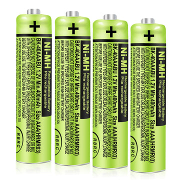 4Pack BK-40AAABU AAA Rechargeable Battery 400mAh 1.2V for Panasonic Cordless Phone Ni-MH AAA Batteries for Remote Controls, Electronics