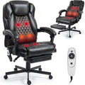 Wentum Massage Office Chair with Footrest, 6 Points Vibration Heating Executive Chair, Ergonomic Home Office Desk Chair with Linkage Armrest,