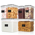 Vtopmart Airtight Food Storage Containers 6 Pieces - Plastic BPA Free Kitchen Pantry Storage Containers for Sugar,Flour and Baking Supplies - Dishwasher Safe - Include 24 Labels, Black