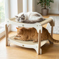 Two-Layer Sisal Cat Scratcher Bed - Large Scratching Board with Lounger Cat Scratch Pad, Sturdy Wooden Scratching Post for Indoor Kittens&Adult Cats, Easy Assemble Elevated Cats Bed Furniture
